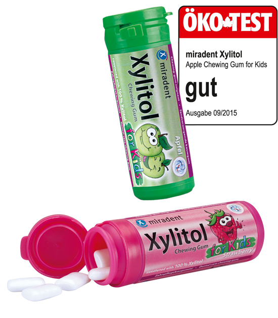 Xylitol Chewing Gums für Kinder Apfel und Erdbeere